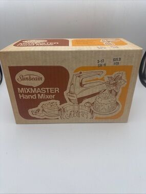 VTG Sunbeam Mixmaster Electric Beaters handheld mixer Gold NOS Sealed Box